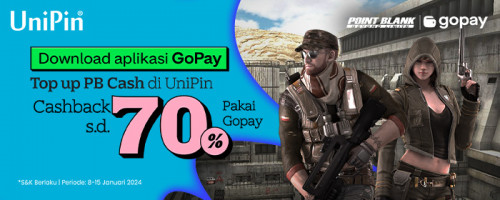 Top Up PB Cash di UniPin Pakai GoPay Dapatkan Cashback 70% hingga 10Ribu!